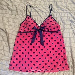 Pink and Navy Polka Dot Camisole